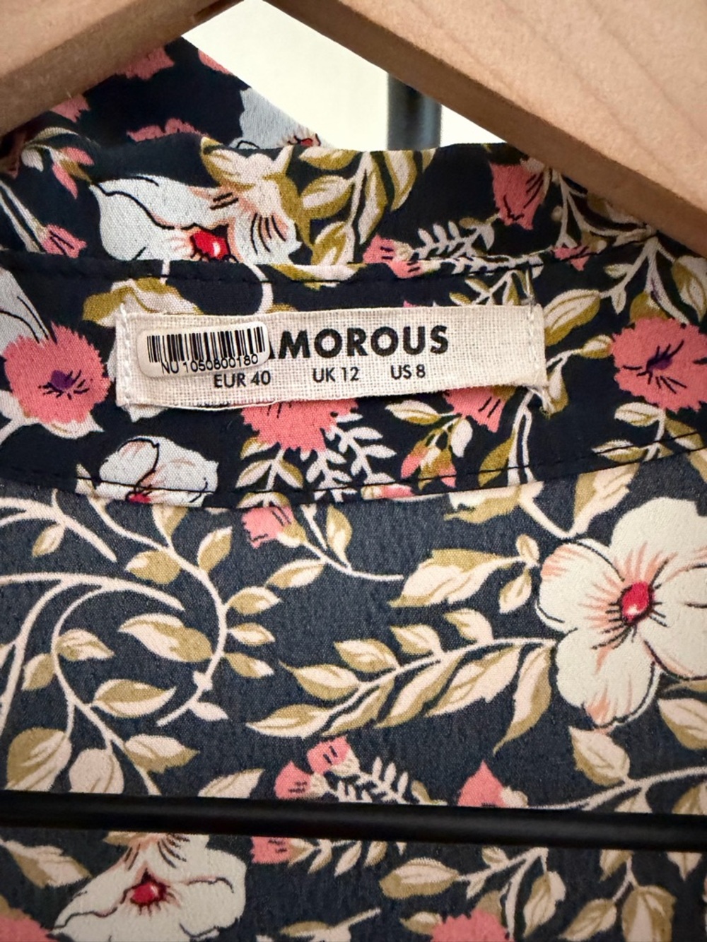 Glamorous mixed folk Black Floral Mix-Print Shirt Dress with Orange Yoke - Picture 5 of 6